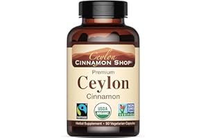 Ceylon Cinnamon Shop Organic Ceylon Cinnamon (100% Certified) Supplement, 90 Capsules