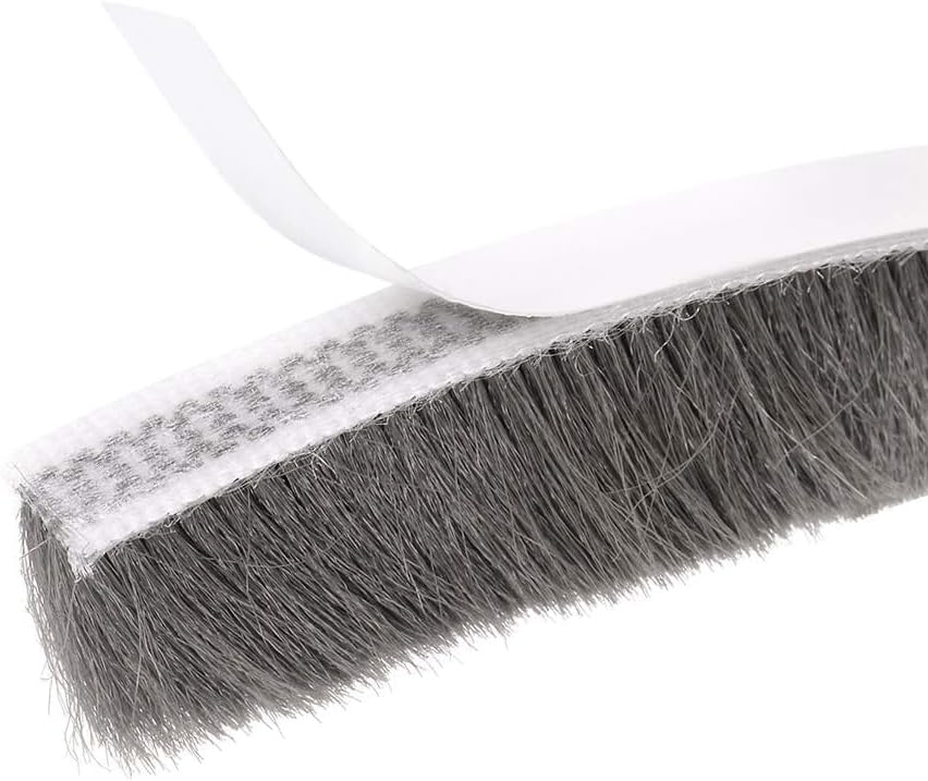 MACHSWON Brush Weather Stripping, 10M / 32.81Ft, Card-Slot Seal Strip Pile Weatherstrip Door Sweep Brush for Door Window Wardrobe (9 x 15mm, Grey)