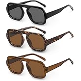 YDAOWKN Retro Square Aviator Sunglasses for Women Men Trendy Flat Top Sun Glasses UV Protection Vintage Shades
