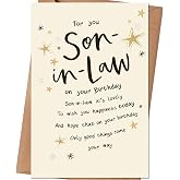 HEJOYN Son In Law Birthday Card, Happy Birthday Cards Gift for Son-In-Law | Includes Envelope and Stickers, 8 x 5.3 Inch