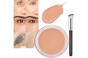 CAKAILA Pot Concealer with Makeup Brush Set,Tattoo Color Correcting Concealer,Full Face Color Correcting Conceal Foundation,Under Eye Concealer Brightener Dark Eye Ring corrector de ojeras (03-NETURAL)