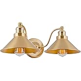Kira Home Welton 19" 2-Light Modern Farmhouse Bathroom Light, Vintage Wall Sconce Barn Light, Cool Brass Finish