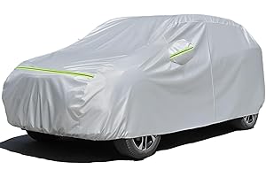 Favoto SUV Car Cover Waterproof - All Weather for Automobiles 6 Layers Heavy Duty Outdoor Full Car Cover Sun Protection with Side Zipper Windproof Straps, Universal Fit for SUV (188-198 inch)