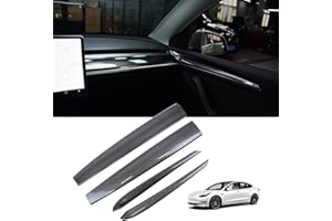 KKTR-CAR Dashboard Cover Wrap and Front Door Inner Armrest Panel Cover Trim Compatible with Tesla Model 3 2021-2023 Model y 2020-2025,NOT for Performance (Glossy Carbon Fiber Pattern, 4pcs)