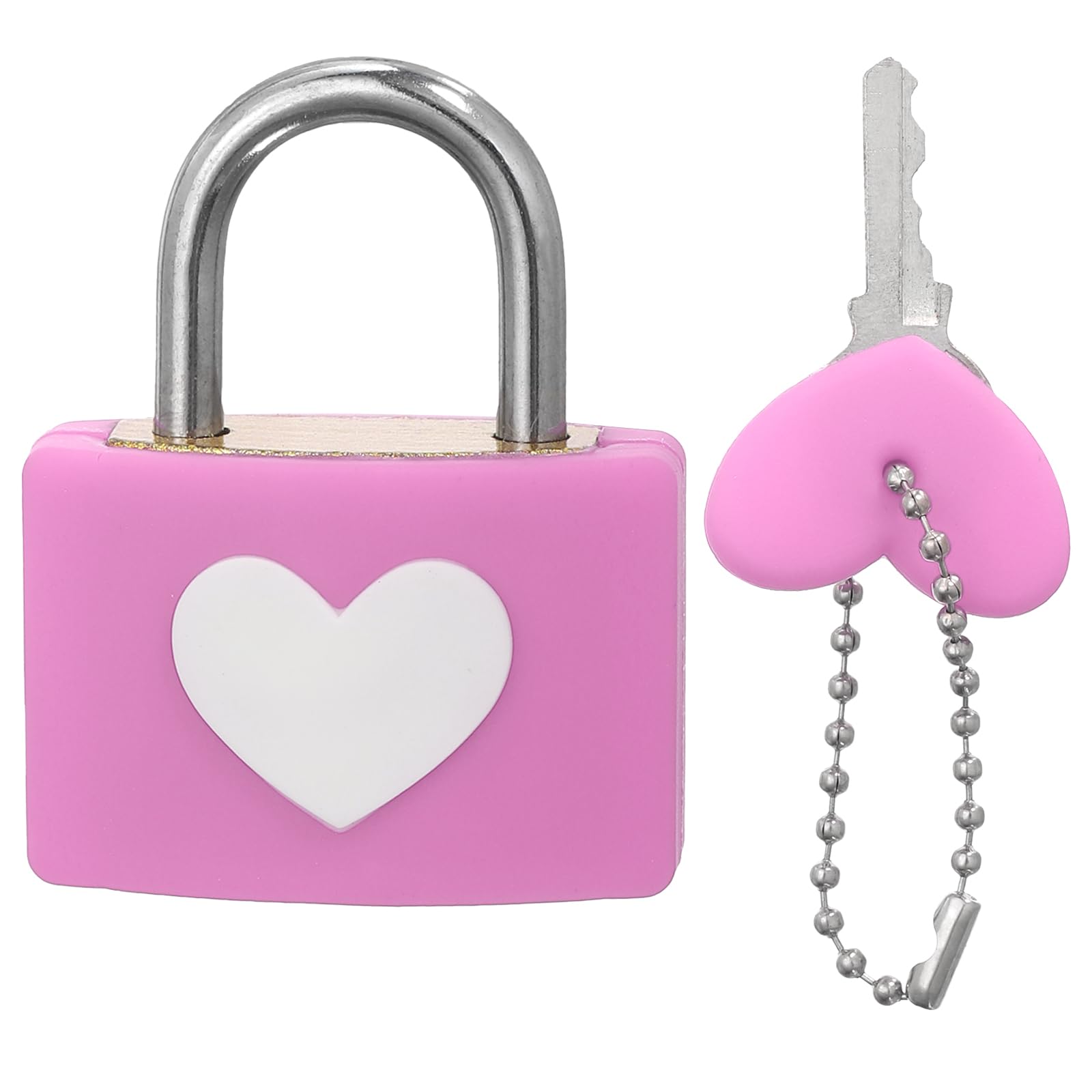 PATIKIL Love Locks Heart Padlock with Key Set, Love Couple Lock Wish Lock Romantic Heart Lock for Lovers Lock Bridge Wedding Anniversary Travel Present, Pink