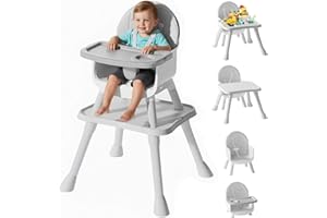 UNISWAN 6 in 1 Baby High Chair, Convertible Highchair for Babies and Toddlers (Grey)