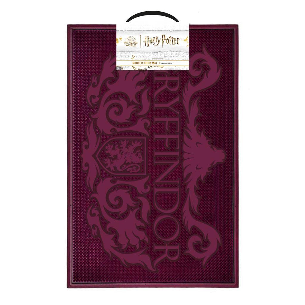 Harry Potter Door Mat (Gryffindor Design) 40cm x 60cm Rubber Mat, Gifts for Women Gifts for Men - Official Merchandise