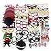 BESTOYARD Photo Booth Props Diy Kit Dress-up Costume Accessories with Mustache Hats Glasses Lips Bowties for Wedding Party Christmas 76PCS