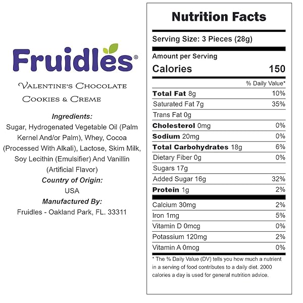 FRUIDLES VALENTINE’S MILK CHOCOLATE COOKIES & CREAM HEARTS, CREAMY CHOCOLATY HEARTS, HOLIDAY TREATS, INDIVIDUALLY WRAPPED FOILS, KOSHER CERTIFIED DAIRY (40 COUNT, 1 POUND)
