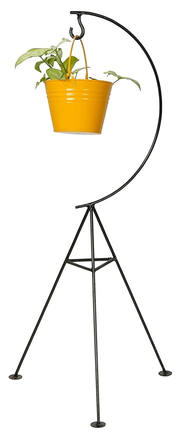 Green Gardenia Iron Half Globe Plant Stand with Planter Yellow