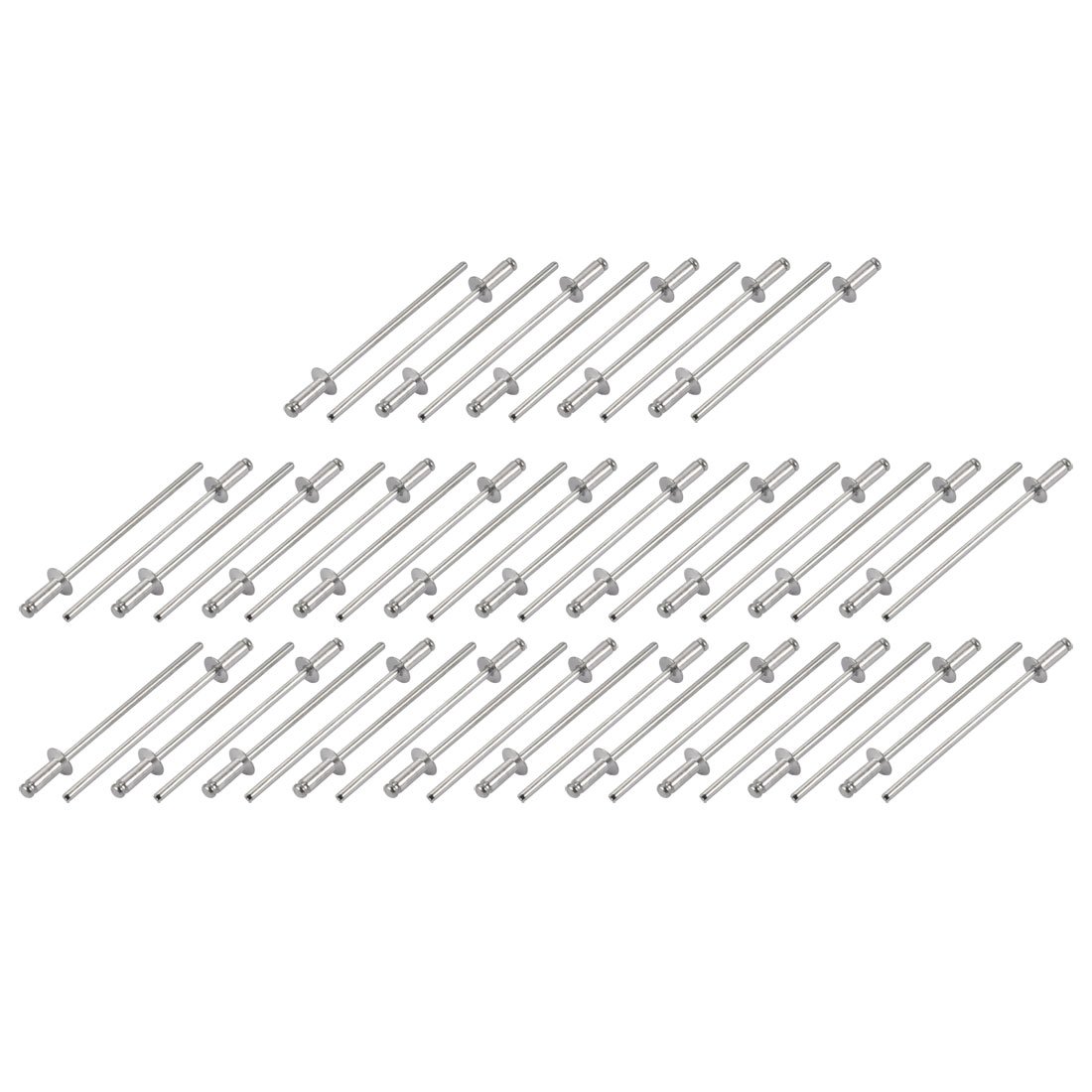 Sourcingmap M2.4x6mm Aluminum Open End Countersunk Head Blind Rivets Silver Tone 50pcs