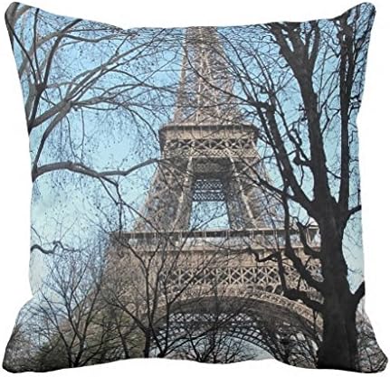 Merry Christmas Gift Custom Personalized Pillowcase Paris Eiffel Tower (12) Theme Zippered Square Pillowcase Christmas Decoration, 16 X 16-Inch