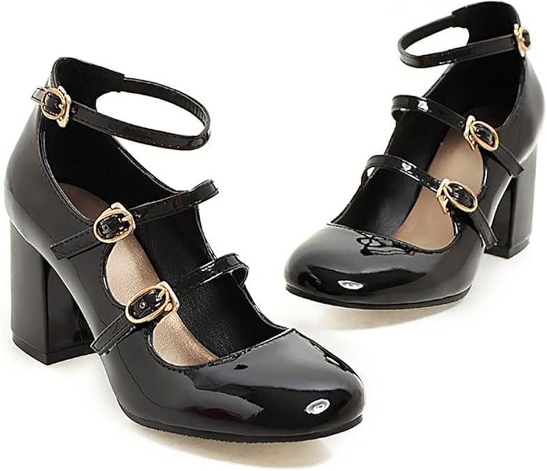 Amazon.com | Viuluti Women's Mary Jane Pumps Sexy High Heel Shoes Fashion Chunky Heel Patent 