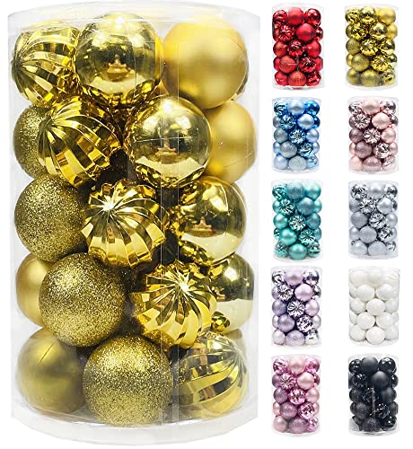 AOGU 34Pcs Christmas Balls Christmas Tree Ball Gold 2.36