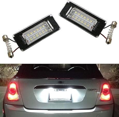 Amazon Ijdmtoy Oemフィット キセノンホワイトledナンバープレートランプ ミニクーパー用 06 14 2nd Gen Mini Cooper R56 R57 R58 R59 75 064 汎用バルブ 車 バイク