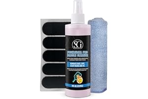 Pickleball Paddle Cleaner Spray with Cleaning Cloth and Thumb Tape - Removes Dirt, Ball Residue, Scuff Marks - EPA Safer Ingr