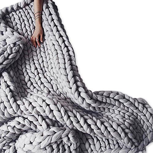 50x60in Chunky Blanket, Natural Merino Wool Giant Stitch Blanket,Arm Knitted Blanket,Extreme Knitting Blanket
