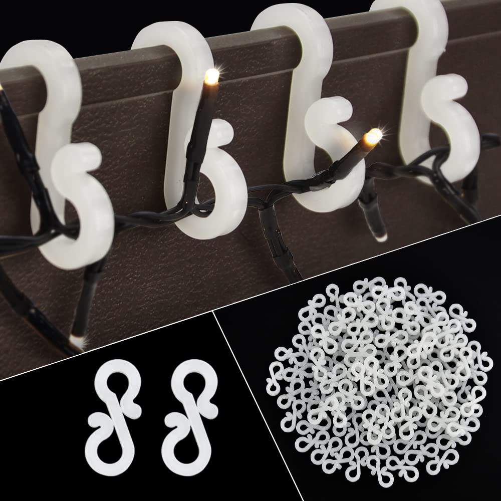 Vikdio 120 Pcs Gutter Hooks for Outdoor Christmas Lights, Gutter Clips for Fixing Christmas Lights Meteor Shower Icicle Lights on Wedding Halloween Outdoor Xmas Decoration Party Garden Tree Window