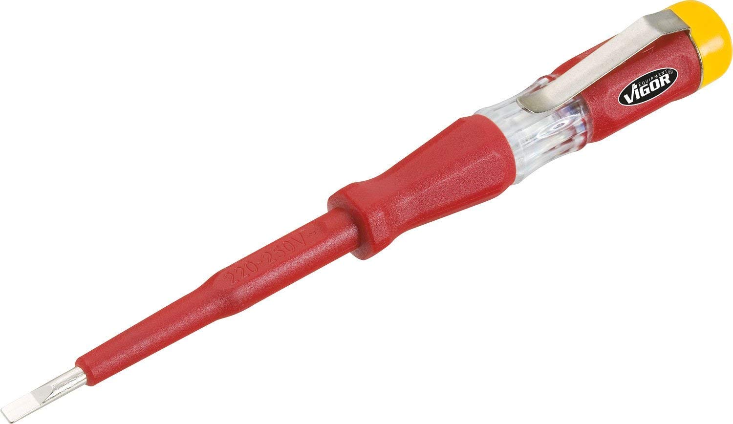 Tester di tensione ViGOR V1138, 150 250 V, testato VDE, uscita: profilo a fessura, larghezza tra i piani: 0,5 x 3 mm con Clip di fissaggio per un pratico trasporto nel taschino o Nella tasca