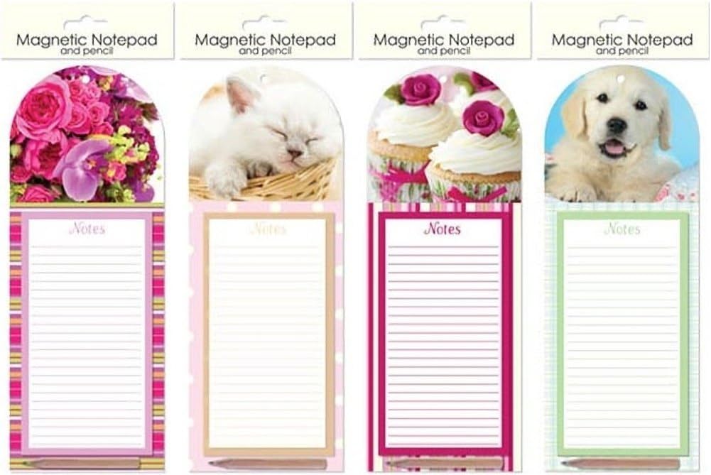 Tallon Magnetic Fridge Freezer Notepad And Pencil 4 Designs - Flowers Kitten Cake Puppy (Cake)