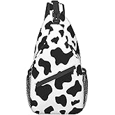 Gelxicu Cute Cow Print Sling Backpack Cow Crossbody Bag For Women Men Travel Hiking Shoulder Chest Bag Daypack One Size