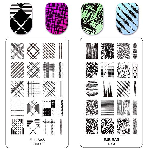 Ejiubas Stamping Plates Nail Stamp 3Pcs + 1 Nail Stamper Scraper Nail Stamping Kits Nail Stamper Plates DIY Nail Art Design EJB-01&06&08 - Thumbnail 2
