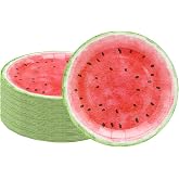 50Pcs Watermelon Party Supplies Watermelon Paper Plates,7"Sweet Watermelon Dessert Plates Summer Fruit Plates for Watermelon Themed Baby Shower Summer Fruit Watermelon Birthday Party Decor (Pink)