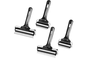Yesland 4 Pcs Brayer Roller, Black Rubber Roller for Printmaking Wallpapers Stamping Gluing Application - 3-7/8 & 2-3/8 Inches