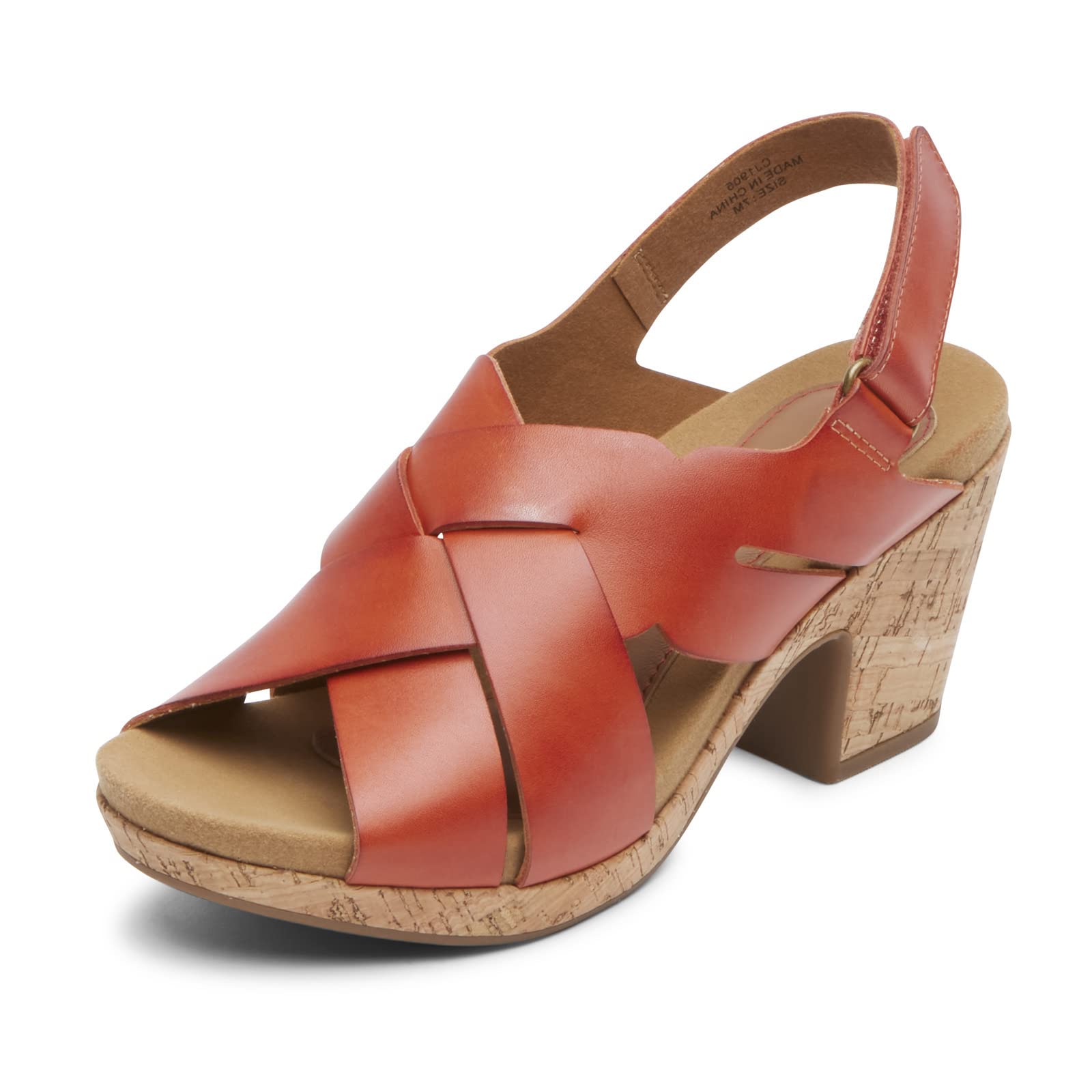 Cobb Hill Women’s Alleah Sling Sandal, RED Ochre Leather, 6.5