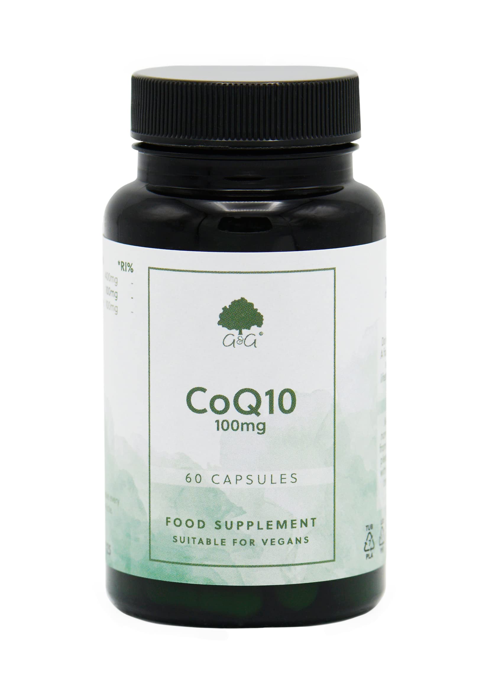 CoQ10 100mg Supplement - High Absorption Ubiquinone - Natural Energy, Heart & Mitochondrial Support - 60 Vegan Capsules - Made in the UK - G&G Vitamins