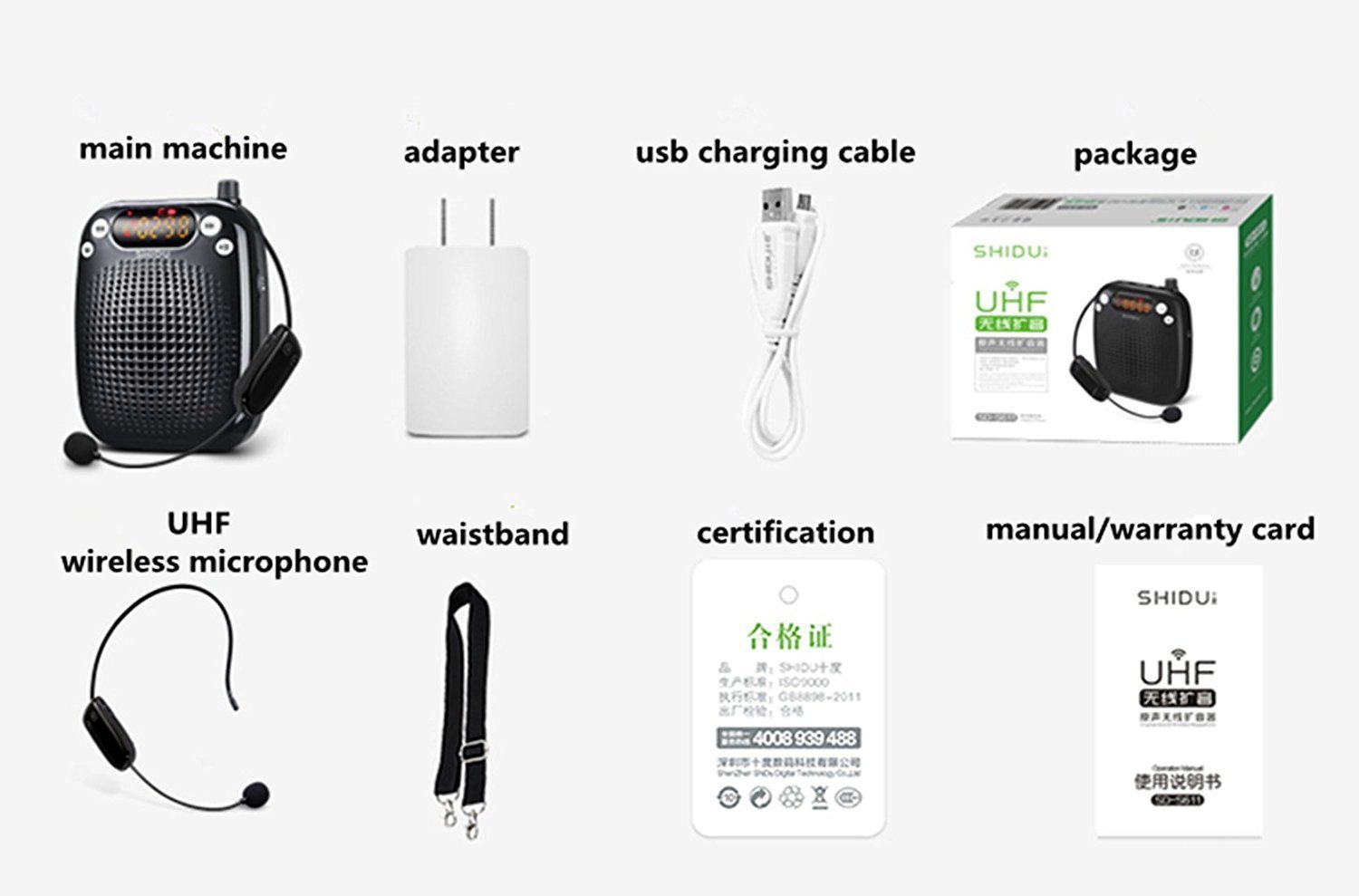 Zoweetek® Wireless Voice Amplifier with 5W 1500mAh Lithium Battery and Wireless Microphone Suitable for Tour Guides, Teachers, Coaches, Presentations, Costumes, Charger Included