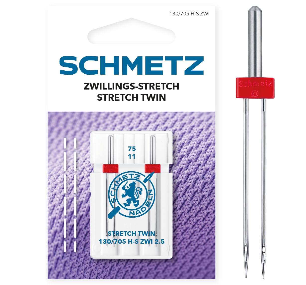 SCHMETZ | 1 Sewing Machine Needle | Stretch Twin | 130/705 H-S ZWI 2.5 | Size 2.5/75