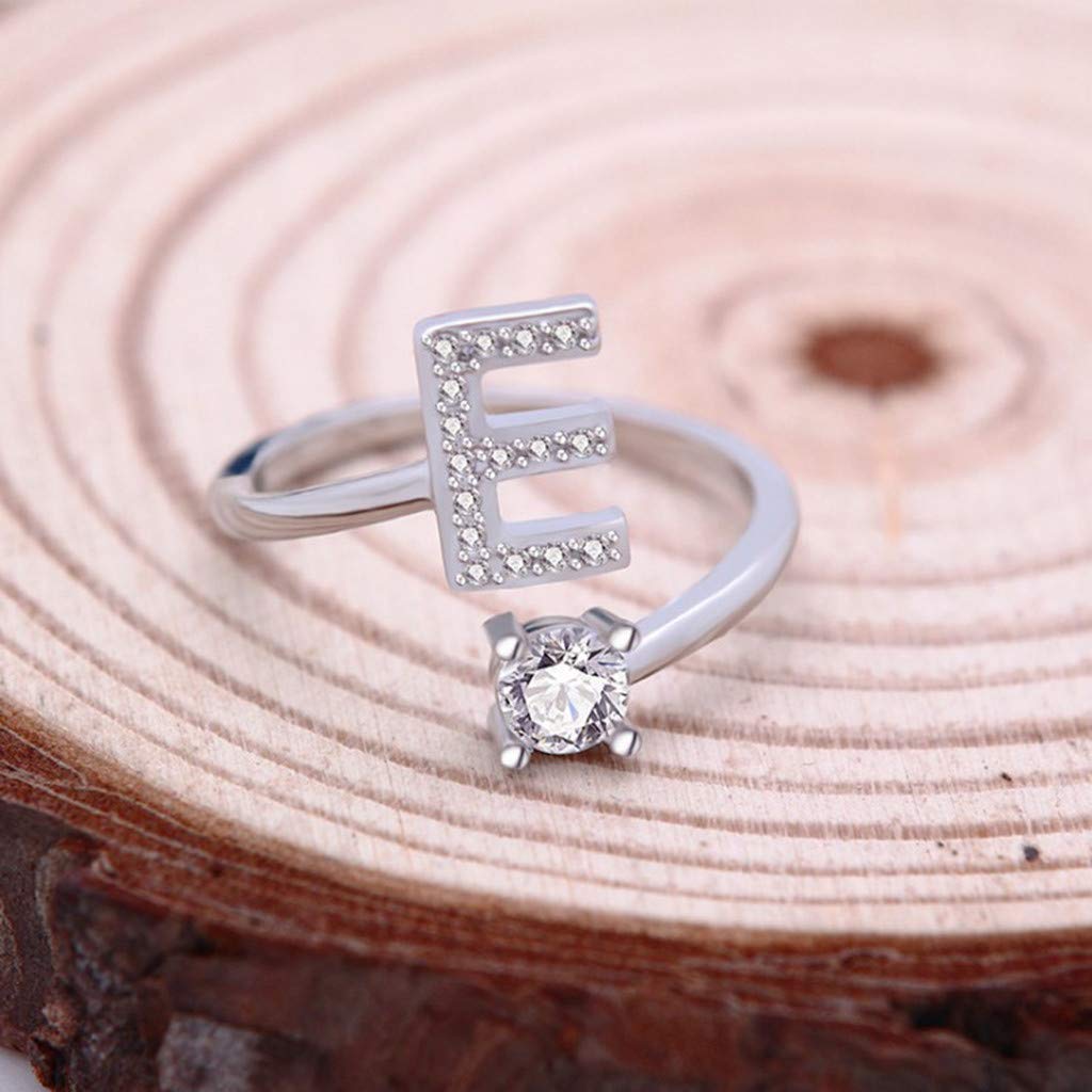 Sugely Women Ring Cute 26 Letters Opening With Diamond Ring Jewellery Accessories