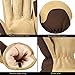 Winter Work Gloves Deerskin Leather Insulated Glove Thick Thermal Polar Fleece Warm for Driving Snow Working in Cold Weather for Women and Men (Brown, Large)
