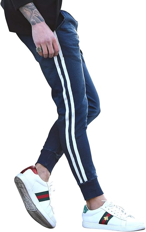 Amazon ジョーカーセレクト サイドラインスウェットジョガーパンツ スウェットデニム スリム 細身 サイドライン フィット 美脚 伸縮性抜群 ロングパンツ 通販