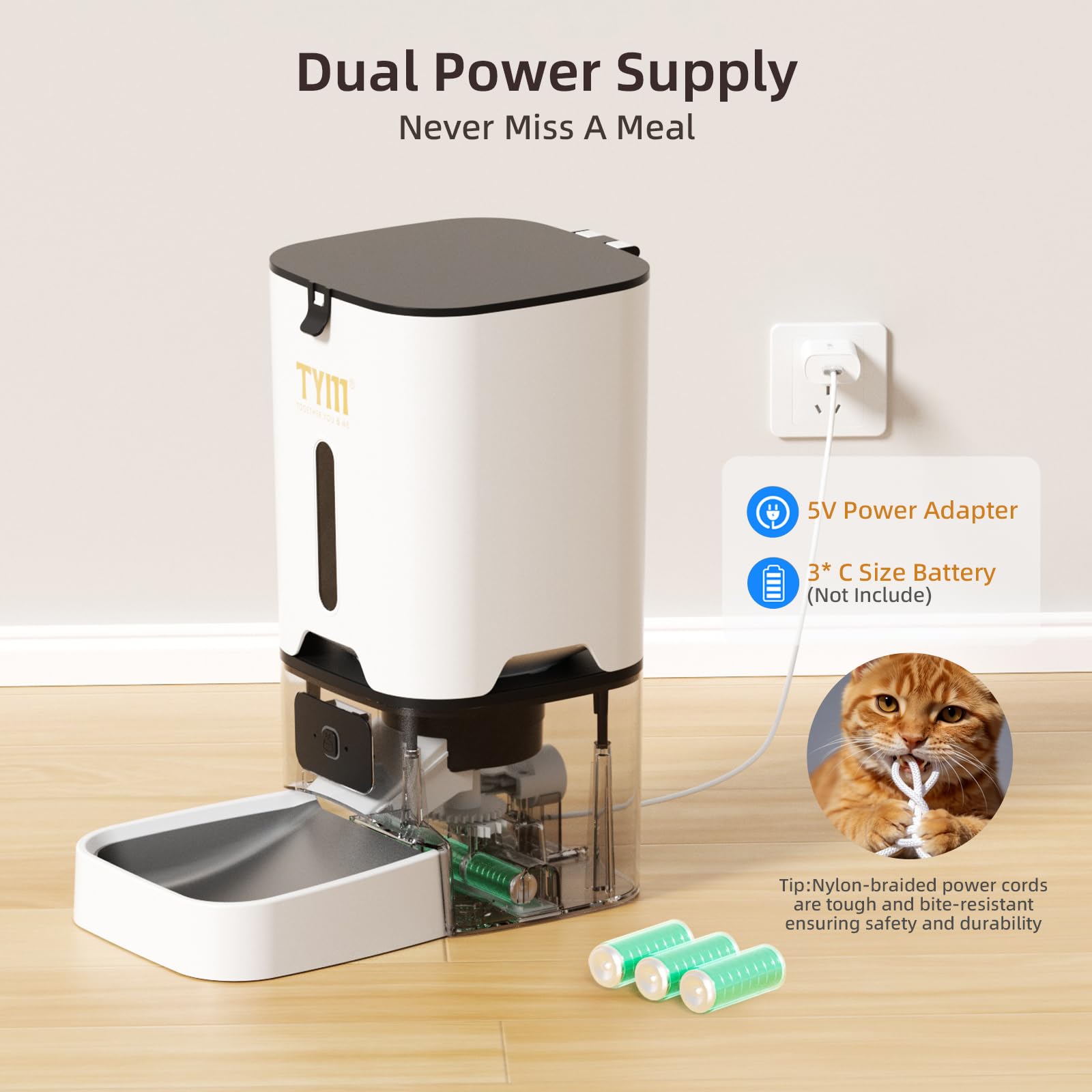 TYM Automatic Cat Feeder 7L Time Cat Feeder for Dry Food APP Control Pet Food Dispenser Programmable Portion Size Auto Feeder for Cats and Dogs with Stainless Bowl Large Capacity(WiFi is Not Required)