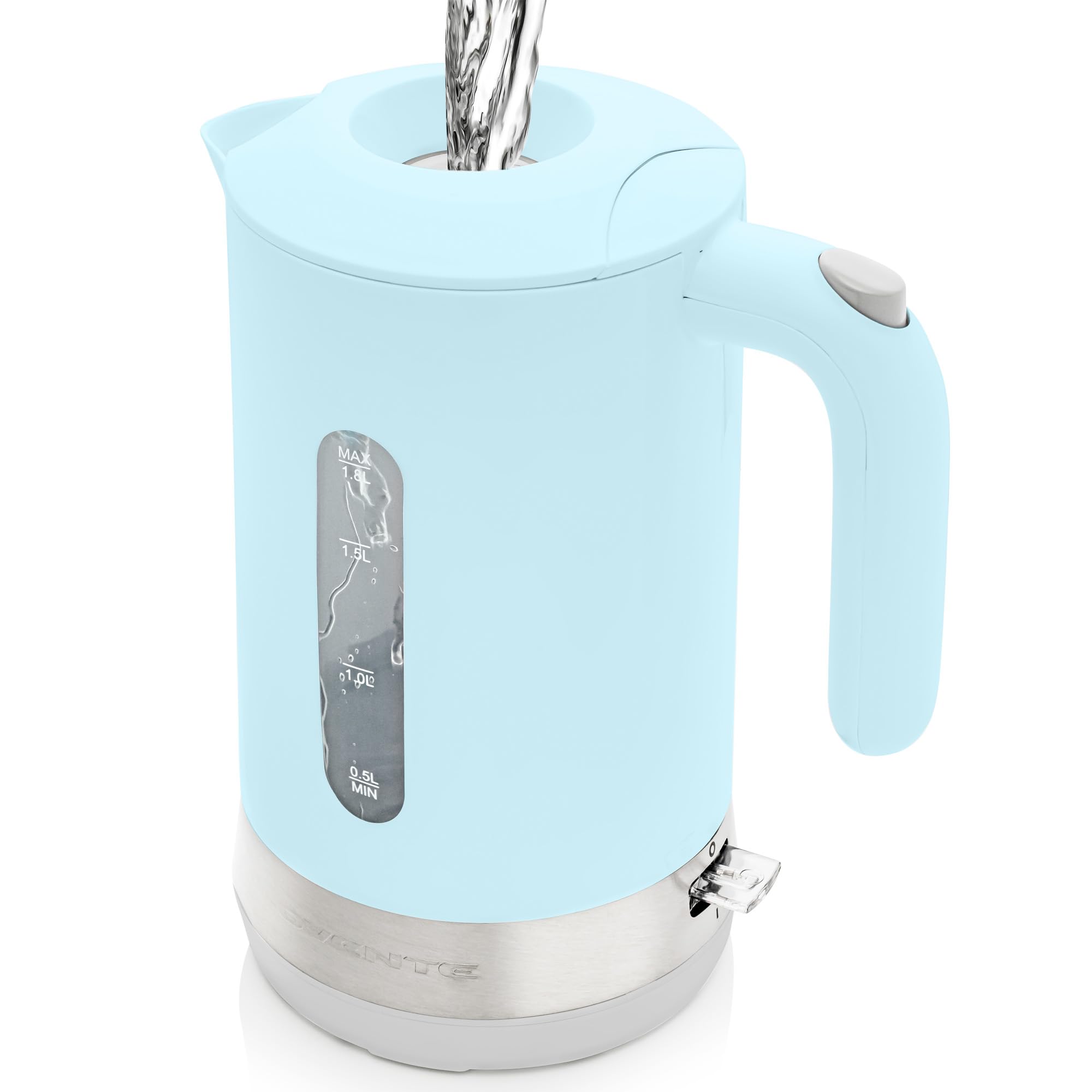 OVENTE 1.8L Electric Kettle, 1500W Fast Boiling Heater for Coffee or Tea, BPA Free, Easy to Fill Lid, Water Level Window, Auto Shut-Off, Boil-Dry Protection and Removable Filter, Blue KP413LBL Image