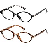 PUBOWT Oval Reading Glasses Women Men Blue Light Blocking Small Computer Readers Retro Fashion Frame Vintage Eyewear PT2009