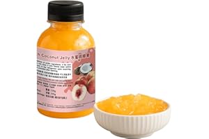 Miboba Peach Coconut Jelly for Bubble Tea, Diced Nata De Coco Jellies Topping for Dessert, Coconut Jellies for Milk Tea Drink
