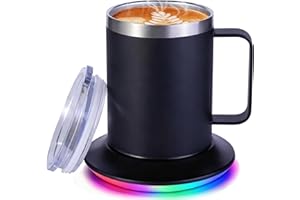 Heated Coffee Mug & Glow Warmer Set, Smart USB Powered Coffee Mug Set, 10Hrs Auto Shut Off, Heating Coffee Cup for Home Offic