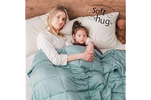 Dornroscn Cooling Weighted Blanket with Bamboo-Derived Rayon | 15lbs-60’’x80’’-Queen Size Bed for Adults | Cooling Heavy Blanket Premium Glass Bead for Hot Sleepers, Sea Grass