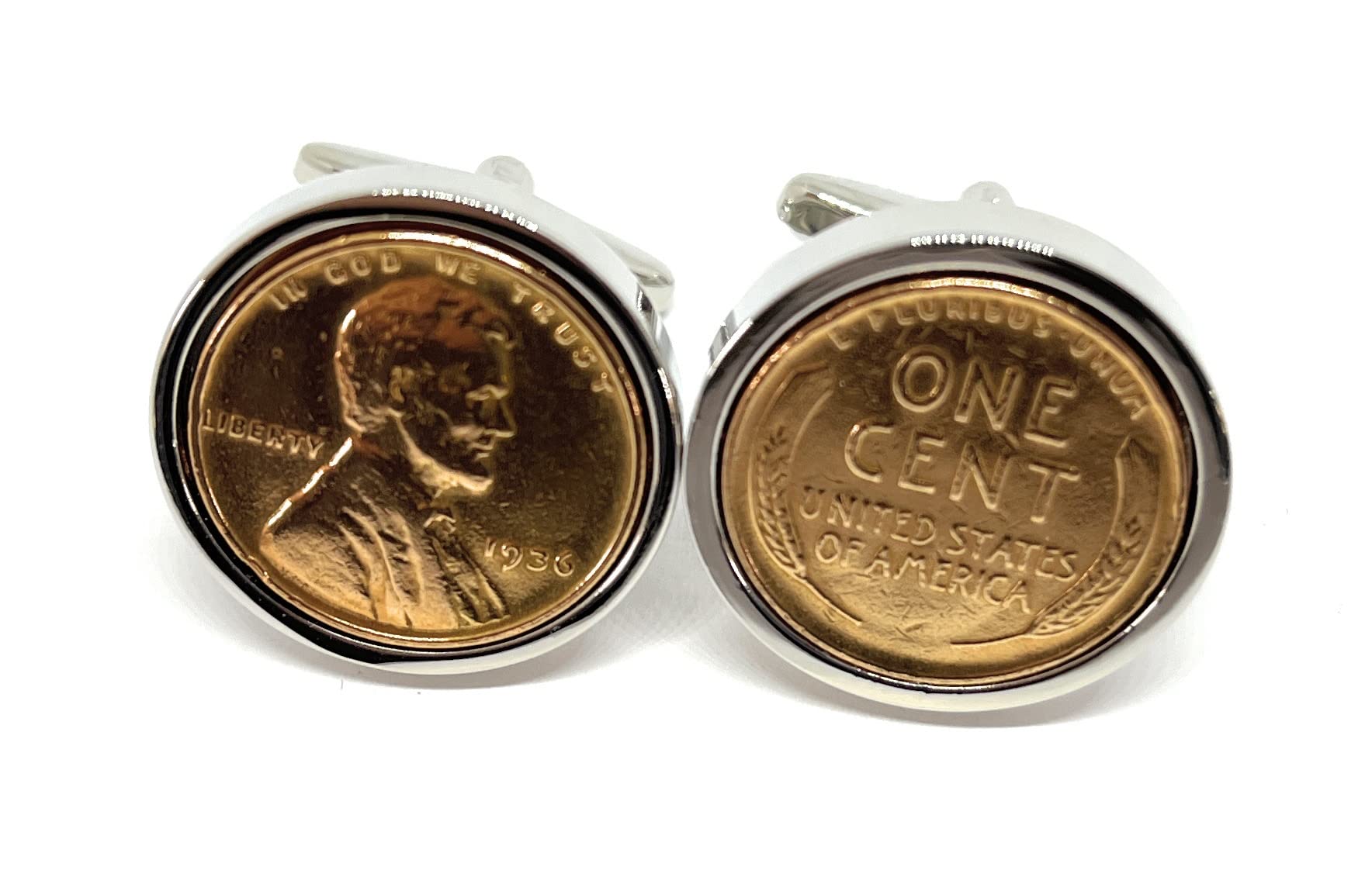 Premium 1936 American Lincoln Cent cufflinks for a 90th Birthday cufflinks
