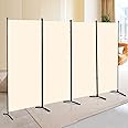 CHOSENM 4 Panel Folding Privacy Screens, 6 FT Tall Wall Divider with Metal Frame, Freestanding Room Divider for Office Bedroom Study (4 Panel, Beige)