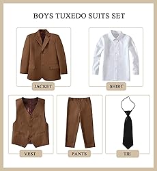 Boys Suit Size 12 Brown Kids Suits for Boys Tuxedo