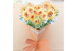 Paper Spiritz Sunflower Bouquet 3D Pop Up Greeting Card for Mom Wife Daughter, Mother's Day Card, Father's Day Card Valentins