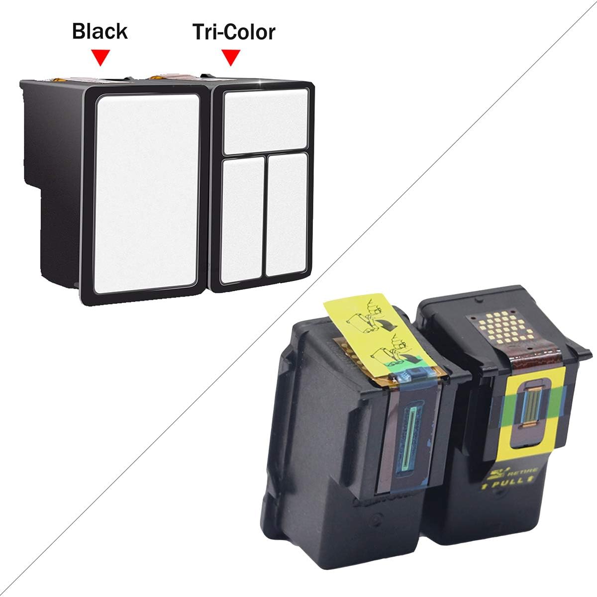 HOTCOLOR 243-244 Printer Ink Cartridge Replacement for Canon Ink 243 and 244 PG 243 CL244 for Canon PIXMA TR4520 MX492 MG3020 MG2520 (1Black/1Tri-Color, 2Pack): Electronics