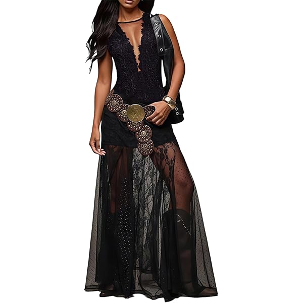 Amazon.com: Eleter Women's Black Formal Romper Dress Sexy V Neck Lace  Wedding Guest Bridesmaids Maxi Dress Long Evening Dress(S,Black) : Clothing,  Shoes & Jewelry