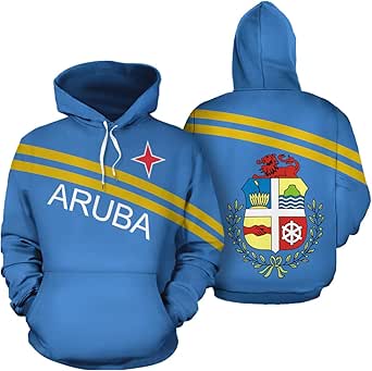Download Amazon.com: Aruban Coat of Arms Aruba Flag Hoodie Sweatshirt for Men Women: Clothing