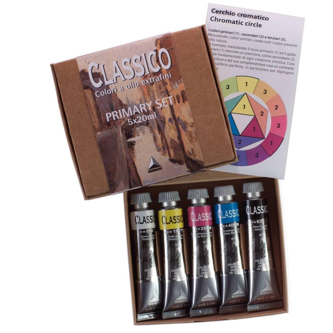 MAIMERI Classico Fine Art Oil Paint Set, 5 x 20ml Primary Colours, For Professional Artists