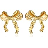 Gold & Silver Bow Knot Earrings - Cute Ribbon Bow Studs for Women - Christmas & Xmas Jewelry